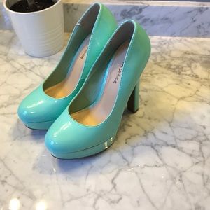 Teal platform heels